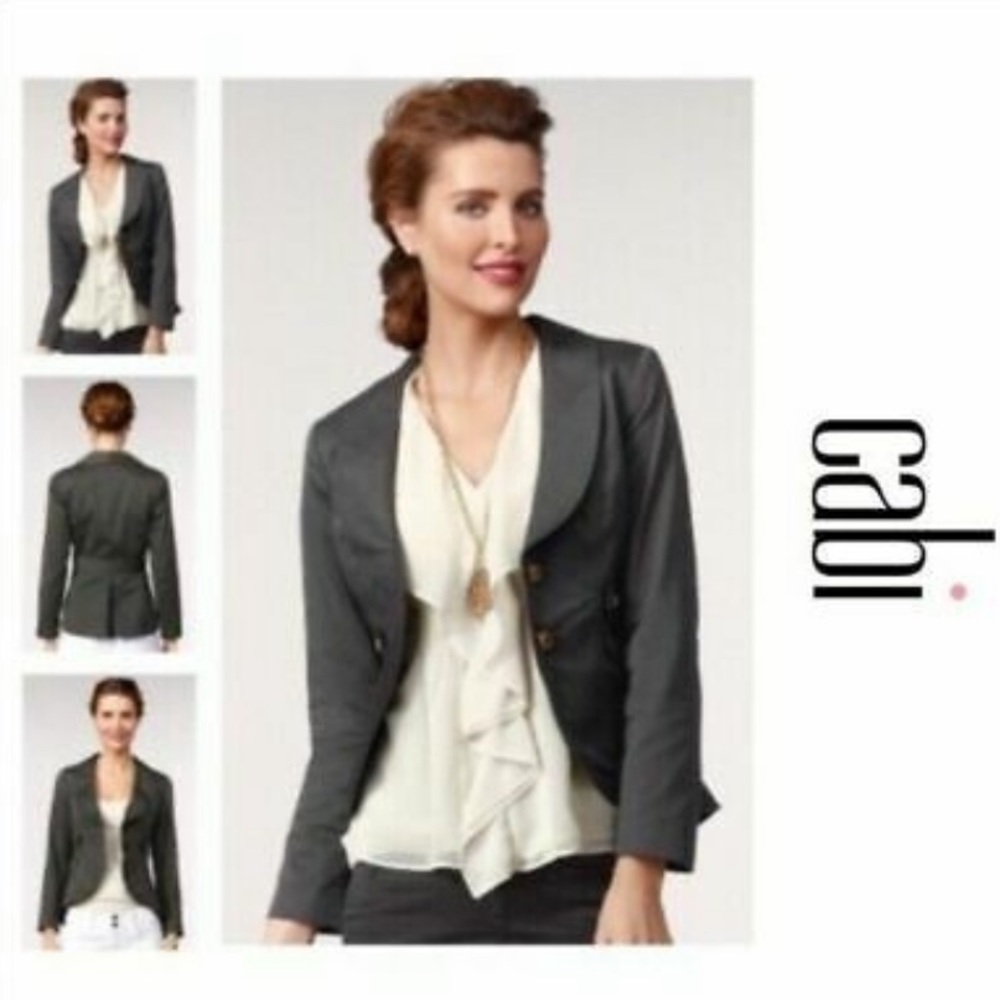 Cabi #769 Work It Jacket Charcoal Peplum Blazer